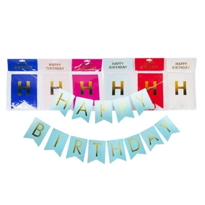 Розтяжка з прапорців Happy birthday 12х16см-5м 13021-1