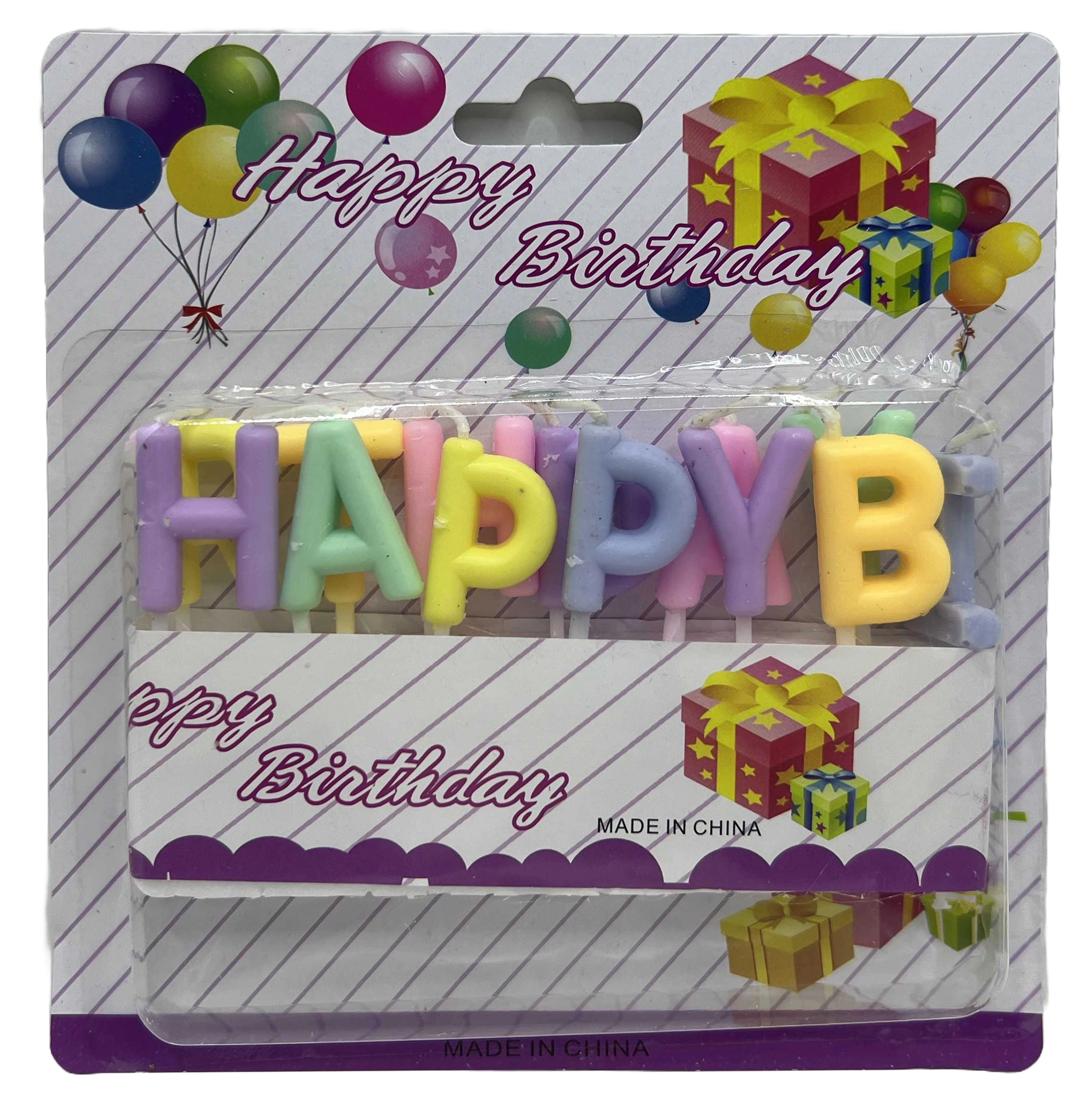 Свічки для торта Напис-Happy Birtday-Макарун 3см 96872