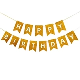 Розтяжка з прапорців Happy birthday 12х16см-5м золото а 13022-1