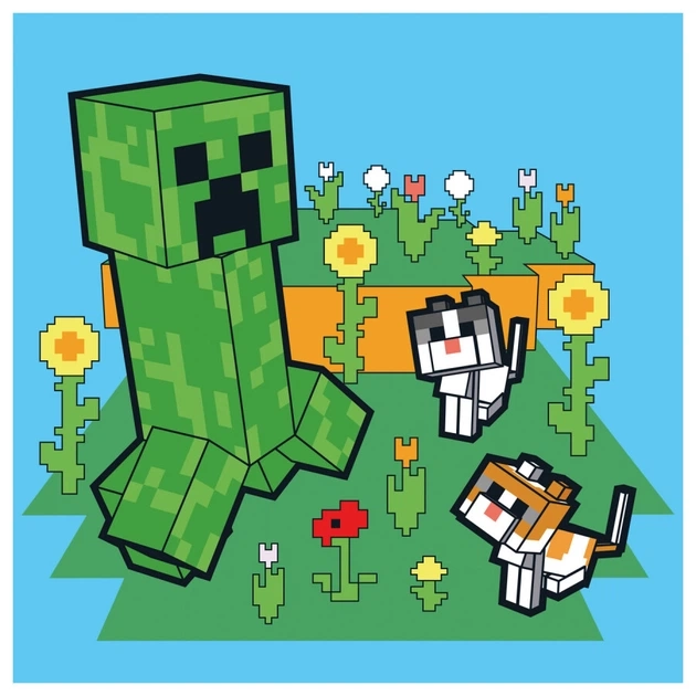 Картина за номерами Santi Майнкрафт Кріпер та котики 25х25см 955469