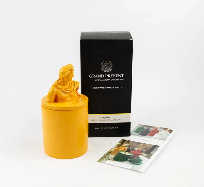 Свічка парфумована APOLLO BURLEY VANILLA YELLOW 100% WOOD WAX 165g 35h NAC 1022Y — фото 2