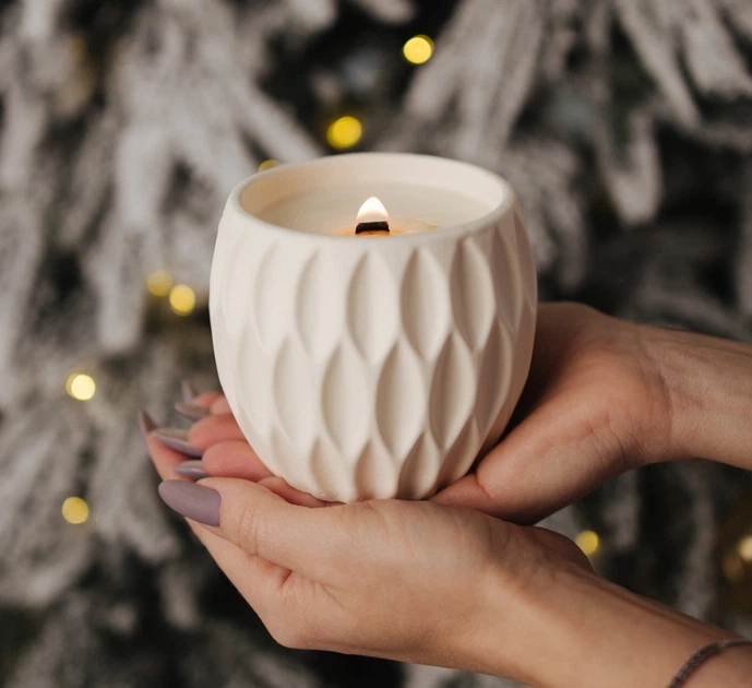 Свічка парфумована RELAX KAKI BEIGE 100% WOOD WAX 240g 50h NAC 1099 — фото 2