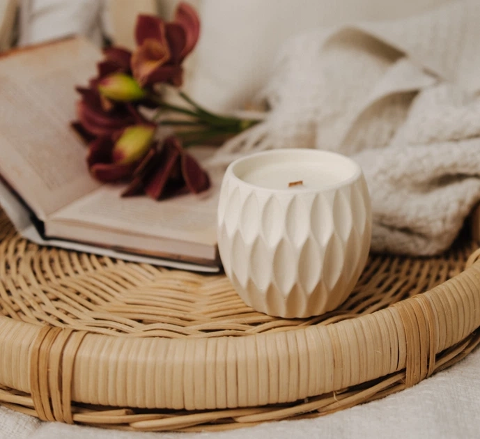 Свічка парфумована RELAX KAKI BEIGE 100% WOOD WAX 240g 50h NAC 1099