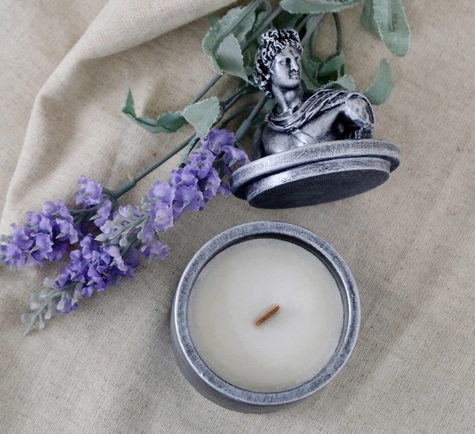 Свічка парфумована APOLLO BURLEY VANILLA SILVER 100% WOOD WAX 165g 35h NAC 1107 — фото 2