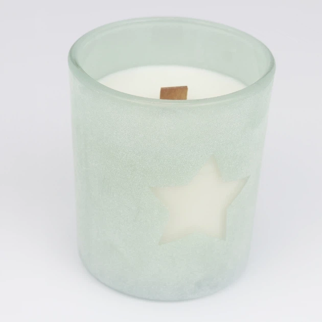 Свічка парфумована з соєвого воску м`ята Лейла тютюн берлі та ваніль з дерев гнотом170g 35h NAC 1116