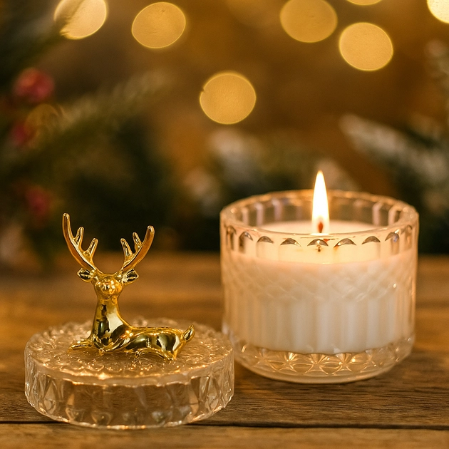 Свічка парфумована Морозна свіжість 100% соєвий віск 200g 42h - зимовий затишок — фото 2