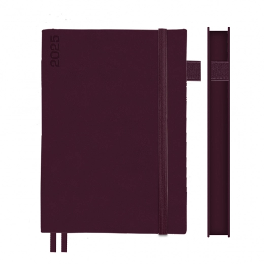Щоденник датований А6 2025 Leo Planner Binario винний 252551