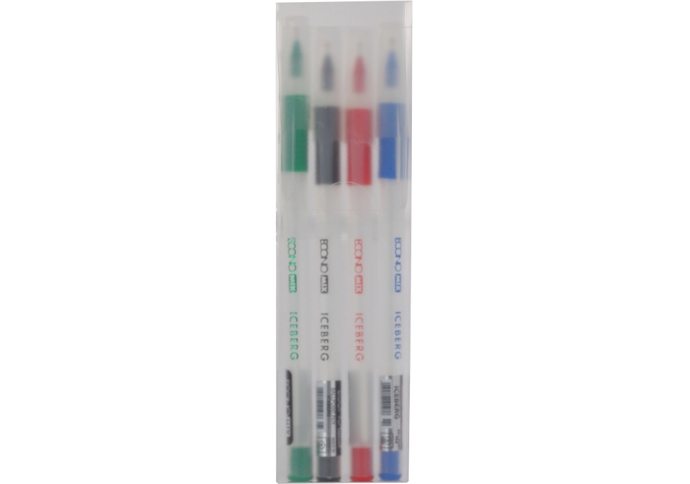 Набір кулькових ручок  Economix ICEBERG 07 mm 4 стандартні кольори чорнил в блістері E10260