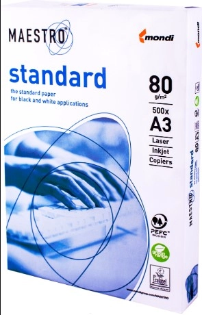 Папір офісний А3, Mаestro Standart+, клас B, 80 г/м2, 500 л, Mondi