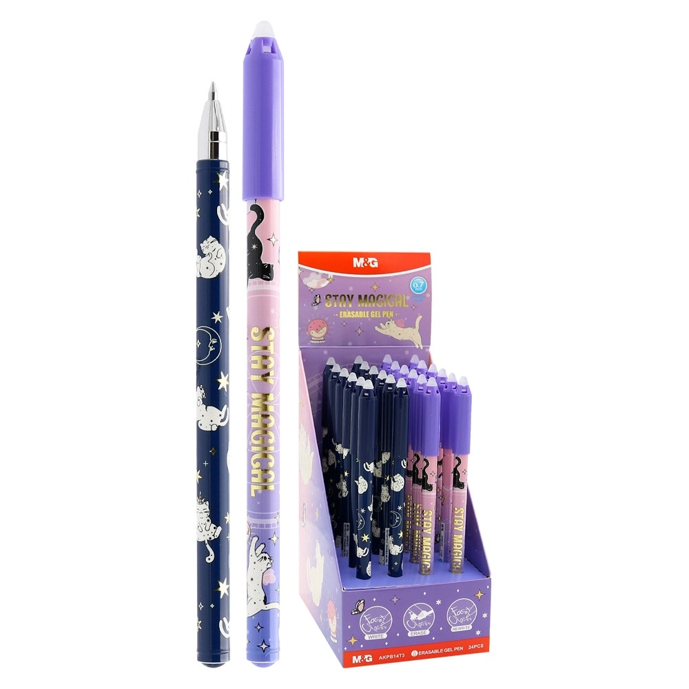 Ручка пиши стирай M&G 05 синя Magic Cats AKPB14T3