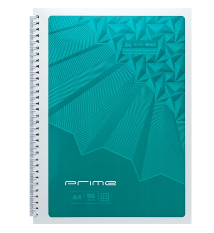 Зошит для нотаток PRIME, А4, 96 арк., клітинка, картонна обкладинка, бірюзовий