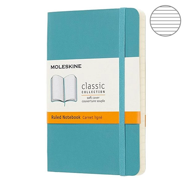 Блокнот кишеньковий Moleskine Classic лінійка океанічний синій м`який QP611B35 Блокнот кишеньковий Moleskine Classic лінійка океанічний синій м`який QP611B35